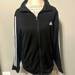 Adidas Black Jacket with White stripe & Logo